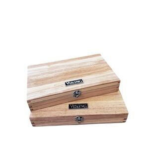 Set of 2 VIKING Light‎ Wood Steak Knife Storage Boxes